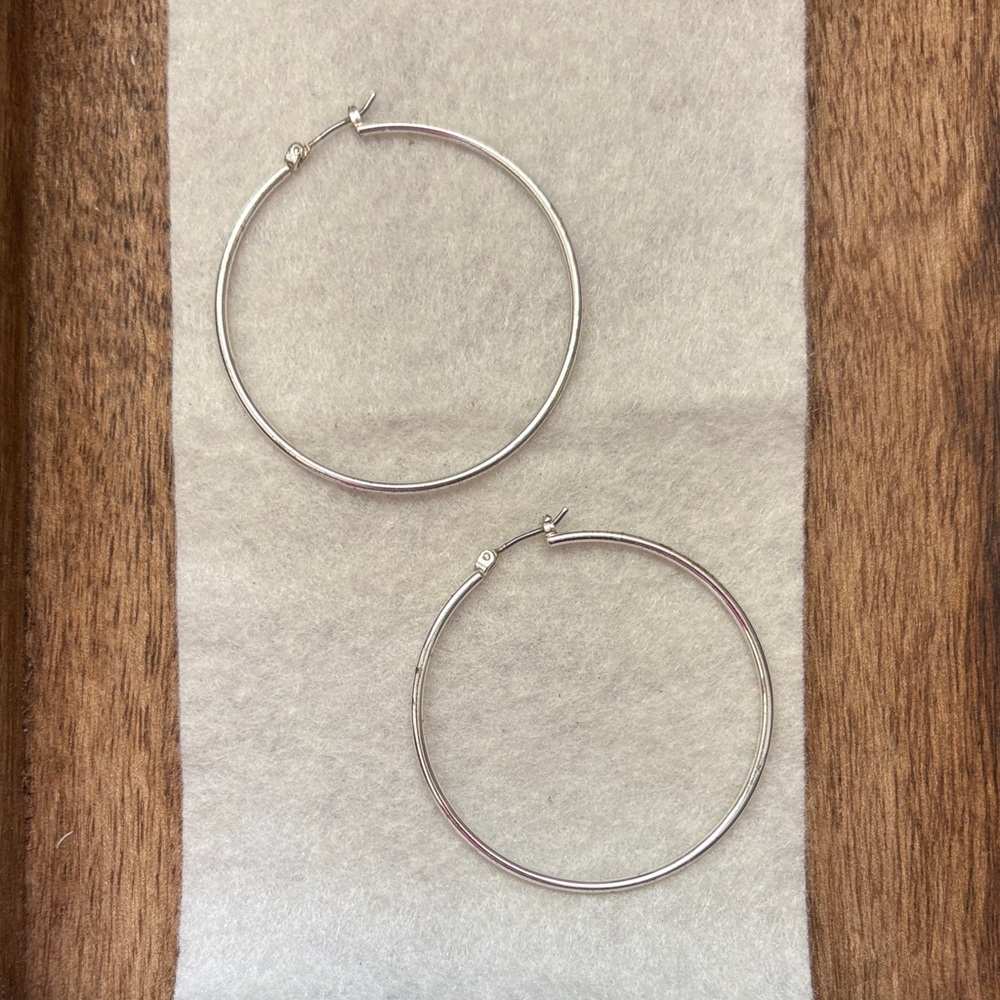 Sterling Silver Classic Hoop Earrings - Silver